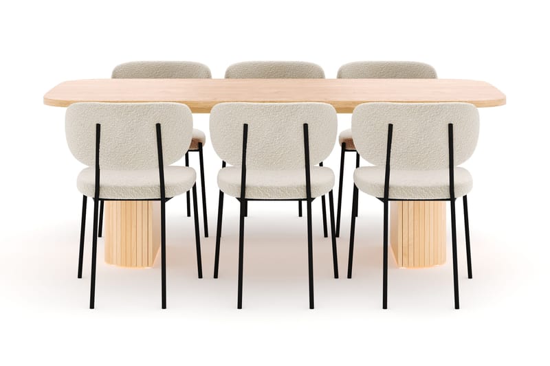 Kopparbo Spisebord 200 cm med 6 Gemmiano Stole - Natur - Møbler - Borde - Spisebordssæt