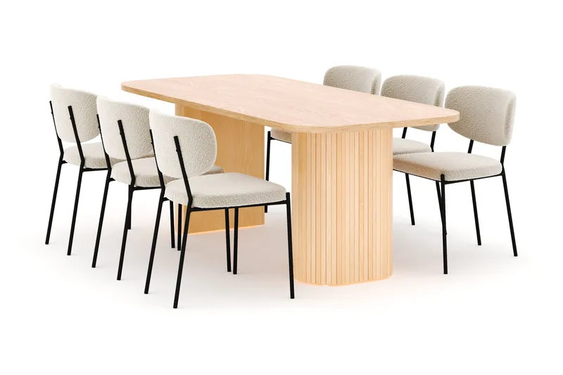 Kopparbo Spisebord 200 cm med 6 Gemmiano Stole, Natur