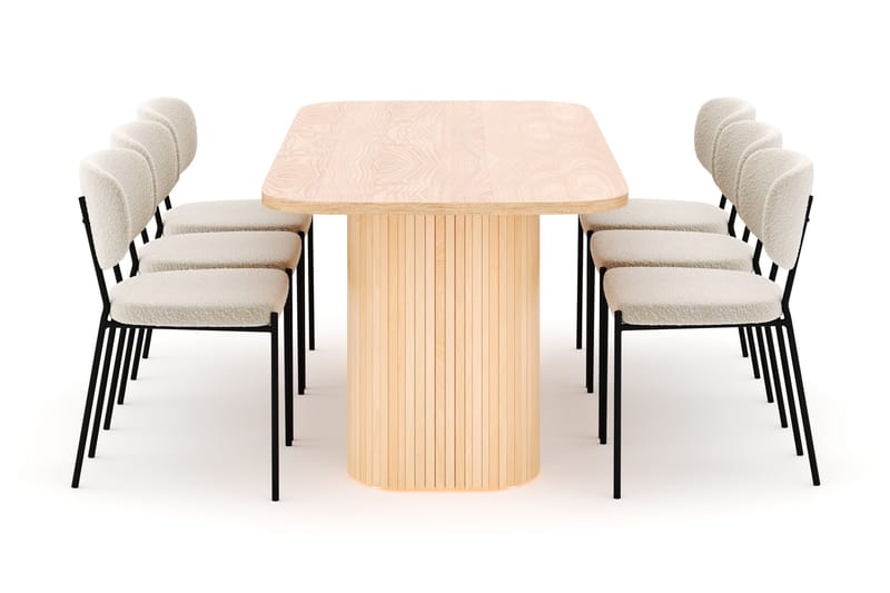 Kopparbo Spisebord 200 cm med 6 Gemmiano Stole - Natur - Møbler - Borde - Spisebordssæt