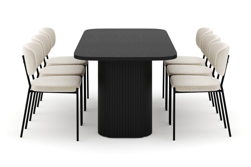 Kopparbo Spisebord 200 cm med 6 Gemmiano Stole - Sort - Møbler - Borde - Spisebordssæt