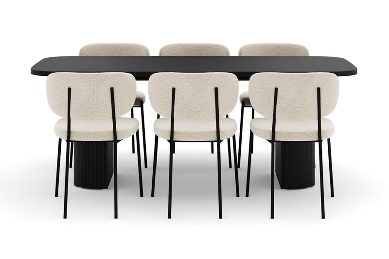Kopparbo Spisebord 200 cm med 6 Gemmiano Stole - Sort - Møbler - Borde - Spisebordssæt