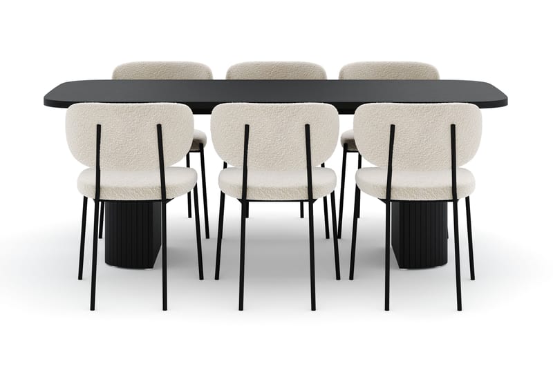 Kopparbo Spisebord 200 cm med 6 Gemmiano Stole - Sort - Møbler - Borde - Spisebordssæt