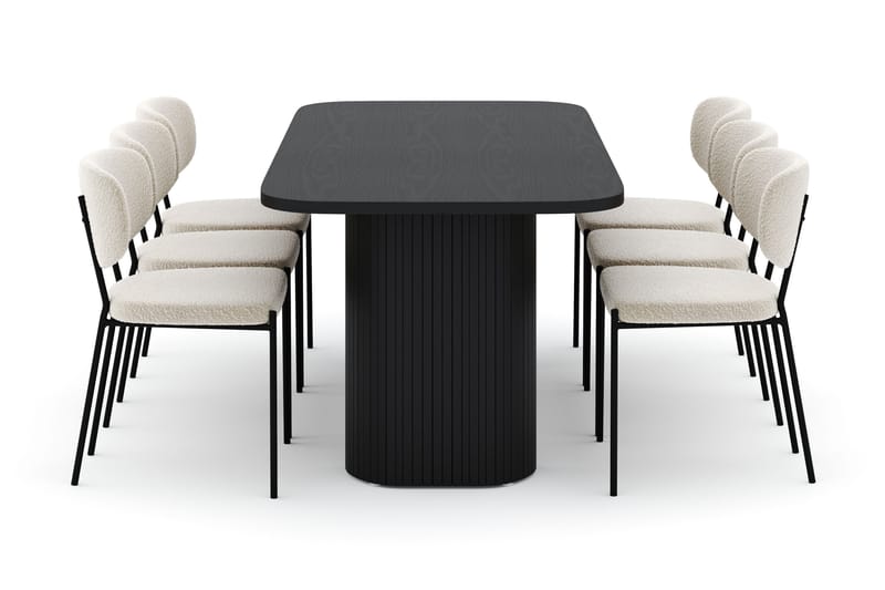 Kopparbo Spisebord 200 cm med 6 Gemmiano Stole - Sort - Møbler - Borde - Spisebordssæt