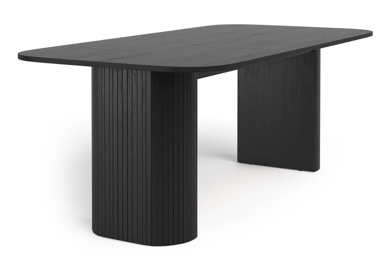 Kopparbo Spisebord 200 cm med 6 Katy Spisestole - Sort / Hvid Bouclé / Metalben Sort - Møbler - Borde - Spisebordssæt
