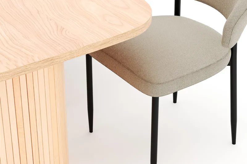 Kopparbo Spisebord 200 cm med 6 Sawako Stole - Natur - Møbler - Borde - Spisebordssæt