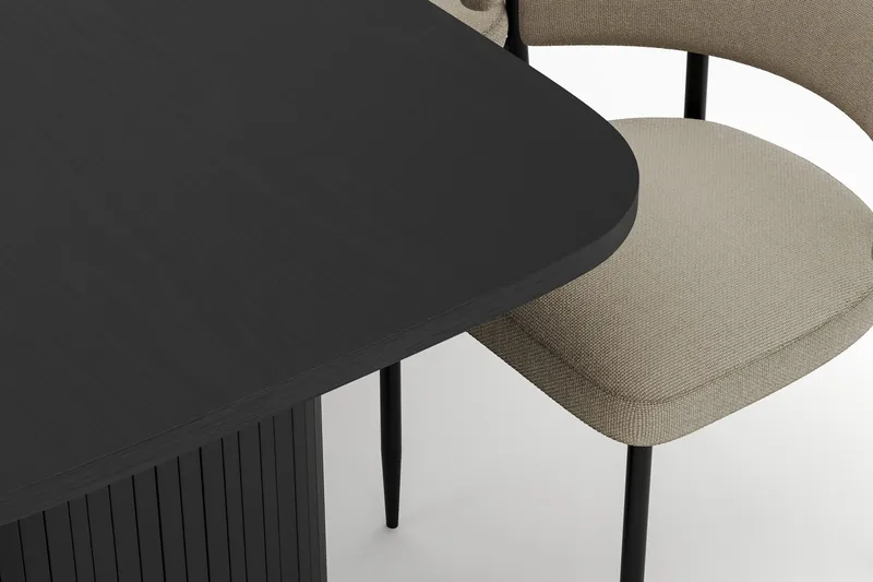 Kopparbo Spisebord 200 cm med 6 Sawako Stole - Sort - Møbler - Borde - Spisebordssæt