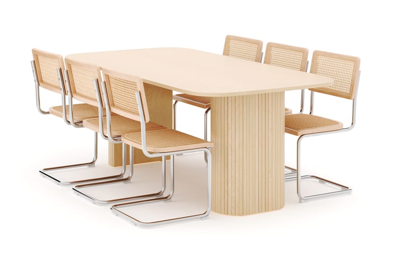 Kopparbo Spisebord 200 cm med 6 stk Build Matstkolar - Hvid - Møbler - Borde - Spisebordssæt