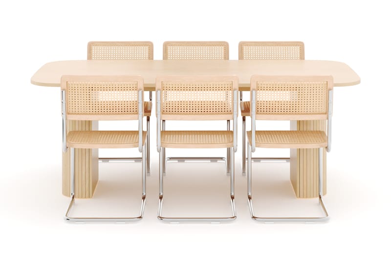 Kopparbo Spisebord 200 cm med 6 stk Build Matstkolar - Hvid - Møbler - Borde - Spisebordssæt