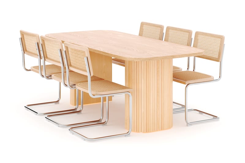 Kopparbo Spisebord 200 cm med 6 stk Build Matstkolar - Natur - Møbler - Borde - Spisebordssæt