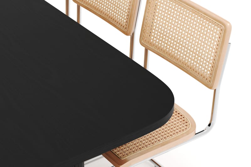 Kopparbo Spisebord 200 cm med 6 stk Build Matstkolar - Sort - Møbler - Borde - Spisebordssæt