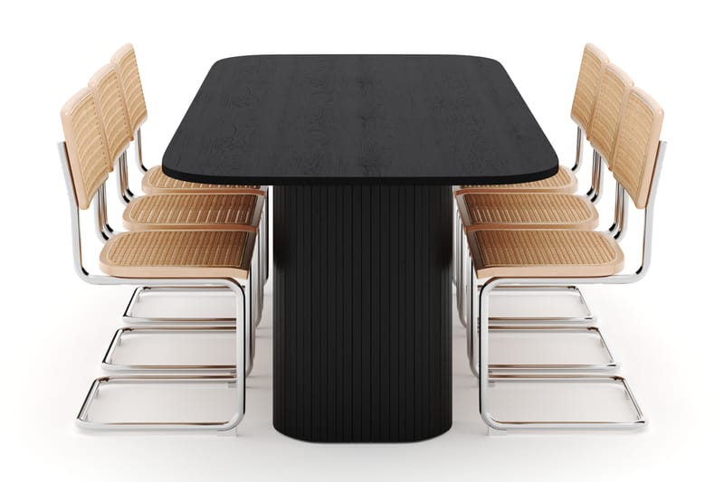 Kopparbo Spisebord 240 cm med 6 stk Build Matstkolar - Sort - Møbler - Borde - Spisebordssæt