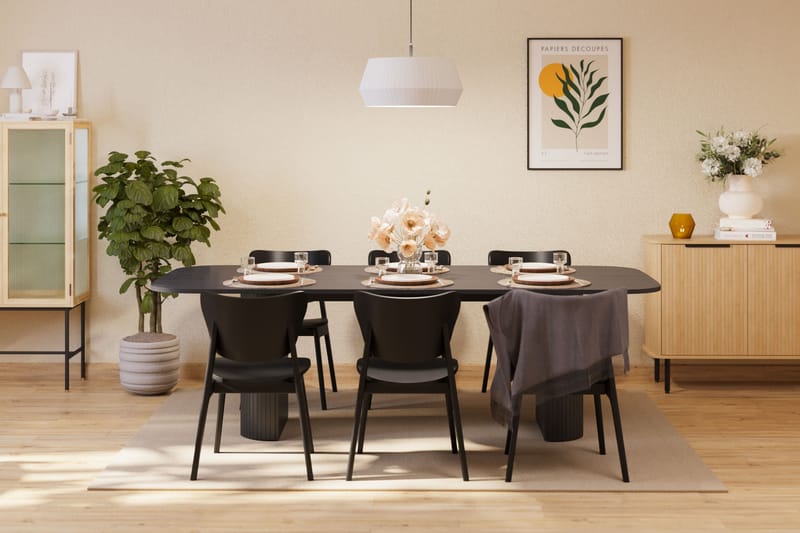 Kopparbo Spisebord 240 cm med 6 stk Jerup Spisebordstol - Sort - Møbler - Borde - Spisebordssæt