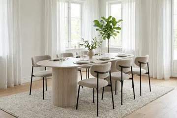 Kopparbo spisebord ovalt 180x90 cm finer - Hvidbejdset eg - Møbler - Borde - Spisebord og køkkenbord