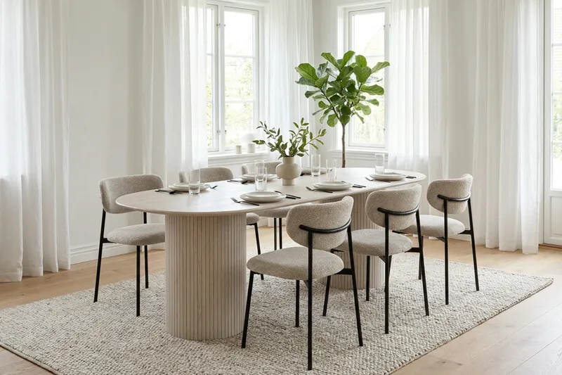Kopparbo spisebord ovalt 180x90 cm finer - Hvidlaseret - Møbler - Borde - Spisebord og køkkenbord