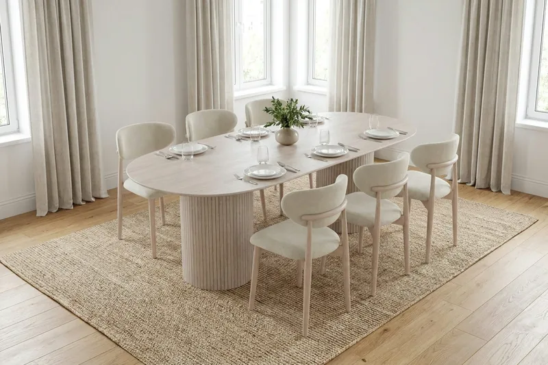Kopparbo spisebord ovalt 220x100 cm finer - Hvidlaseret - Møbler - Borde - Spisebord og køkkenbord