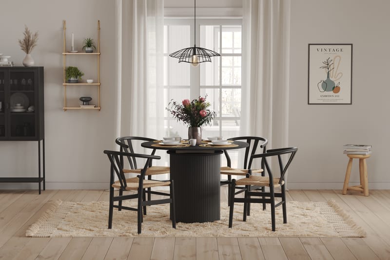 Kopparbo Spisebord Rundt 106-156 cm - Sort Træ - Møbler - Borde - Spisebord og køkkenbord