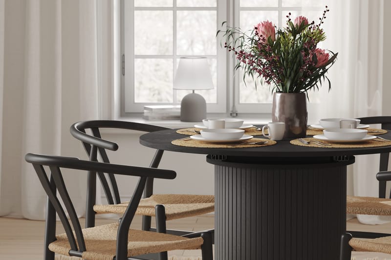 Kopparbo Spisebord Rundt 106-156 cm - Sort Træ - Møbler - Borde - Spisebord og køkkenbord
