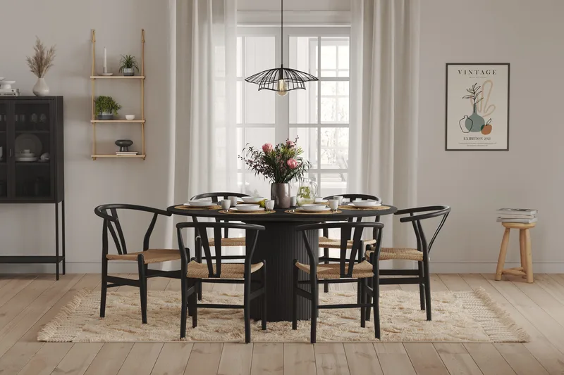 Kopparbo Spisebord Rundt 106-156 cm - Sort Træ - Møbler - Borde - Spisebord og køkkenbord