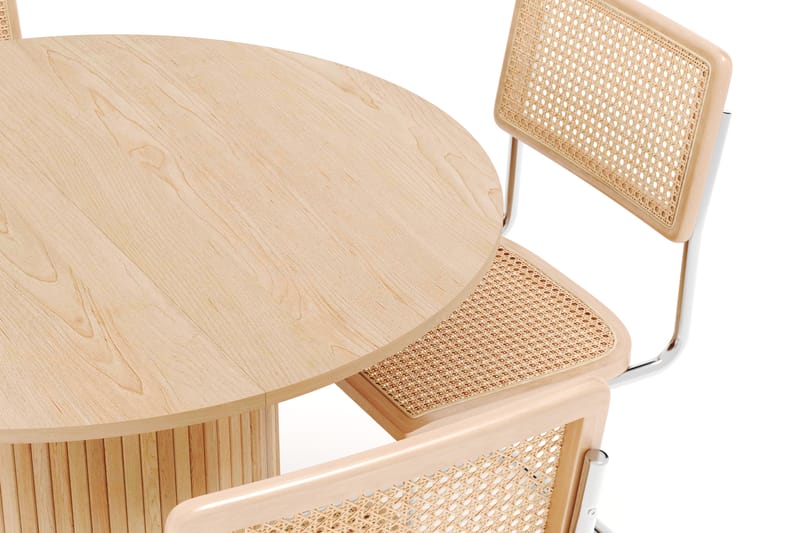 Kopparbo Spisebord Rundt 106 cm Udtrækkeligt med 4 stk Build Matstkolar - Hvid - Møbler - Borde - Spisebordssæt
