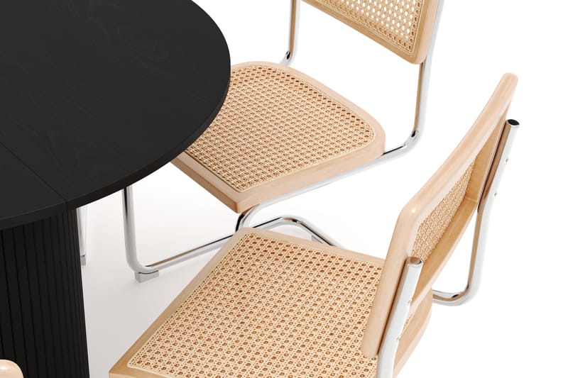 Kopparbo Spisebord Rundt 106 cm Udtrækkeligt med 6 stk Build Matstkolar - Sort - Møbler - Borde - Spisebordssæt