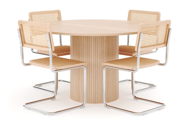 Kopparbo Spisebord Rundt 130 cm med 4 stk Build Matstkolar - Beige - Møbler - Borde - Spisebordssæt