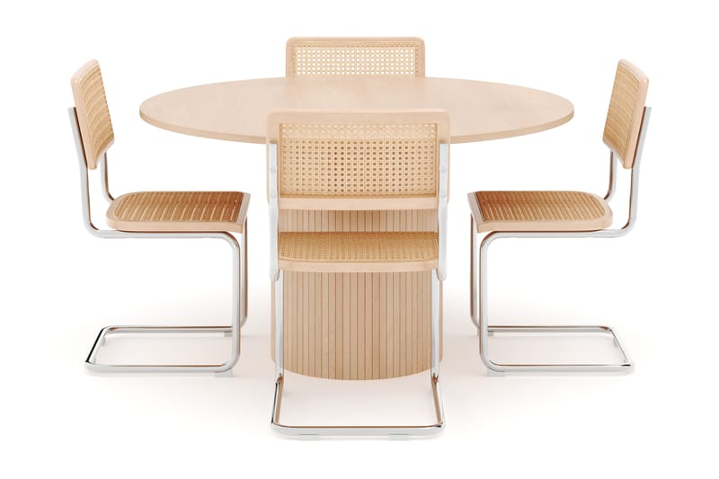 Kopparbo Spisebord Rundt 130 cm med 4 stk Build Matstkolar - Beige - Møbler - Borde - Spisebordssæt