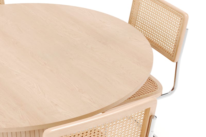 Kopparbo Spisebord Rundt 130 cm med 4 stk Build Matstkolar - Beige - Møbler - Borde - Spisebordssæt