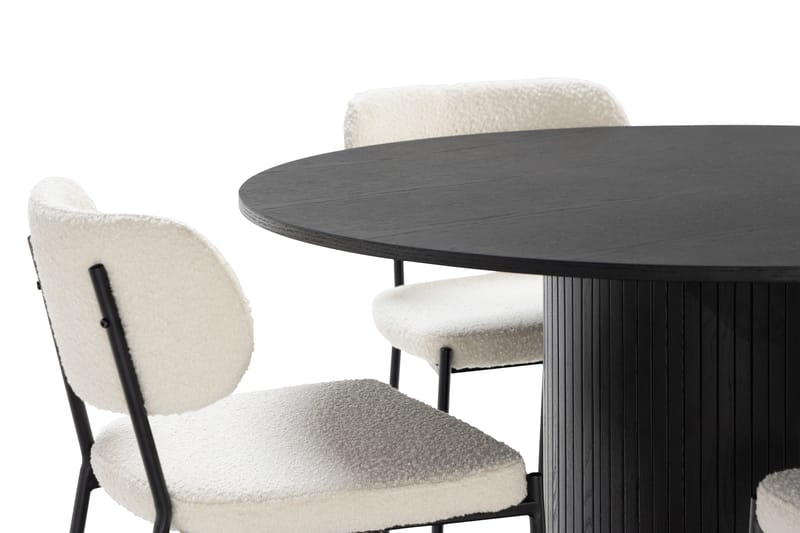 Kopparbo Spisebord Rundt 130 cm med 4st Gemmiano Spisebordss - Sort - Spisebordssæt