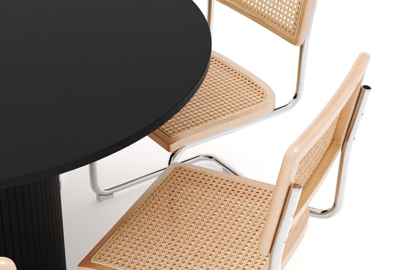 Kopparbo Spisebord Rundt 130 cm med 6 stk Build Matstkolar - Sort - Møbler - Borde - Spisebordssæt