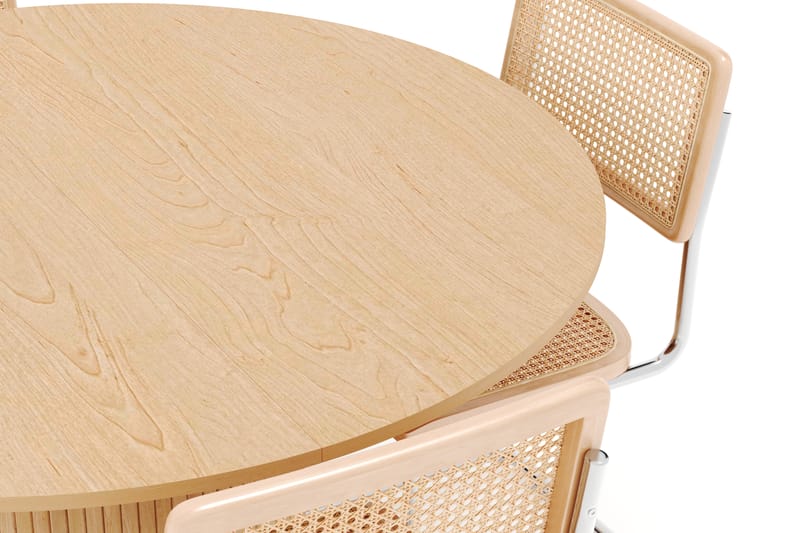 Kopparbo Spisebord Rundt 130 cm Udtrækkeligt med 4 stk Build Matstkolar - Hvid - Møbler - Borde - Spisebordssæt