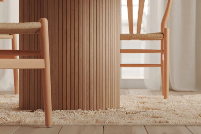 Kopparbo Rundt Spisebord 130 cm Udvideligt med tillægsplade - Hvidlaseret Eg / Lysebeige - Møbler - Borde - Spisebord og køkkenbord