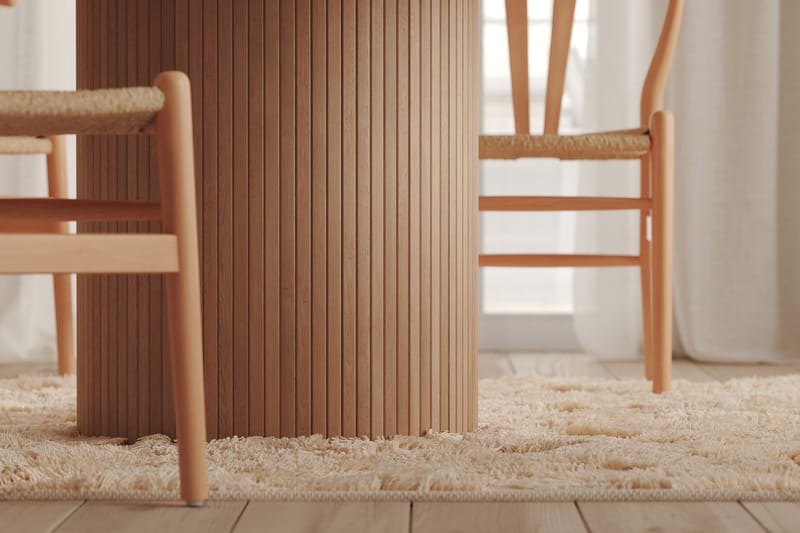 Kopparbo Rundt Spisebord 130 cm Udvideligt med tillægsplade - Hvidlaseret Eg / Lysebeige - Møbler - Borde - Spisebord og køkkenbord