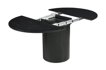 Kopparbo Rundt Spisebord 130 cm Udvideligt med tillægsplade - Sort Træ / Riflet - Møbler - Borde - Spisebord og køkkenbord
