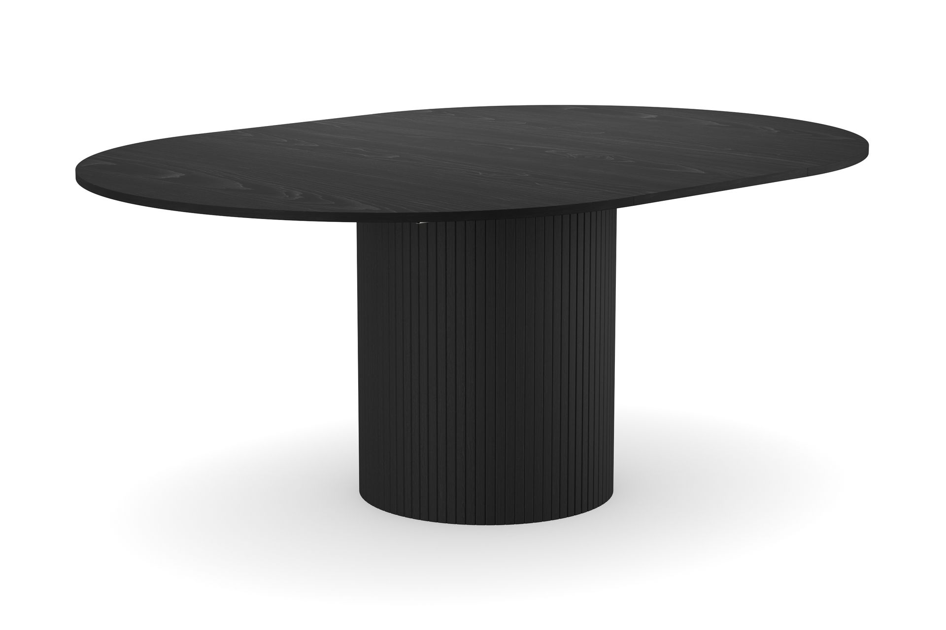 Kopparbo Rundt Spisebord 130 cm Udvideligt med tillægsplade - Sort Træ / Riflet - Møbler - Borde - Spisebord og køkkenbord