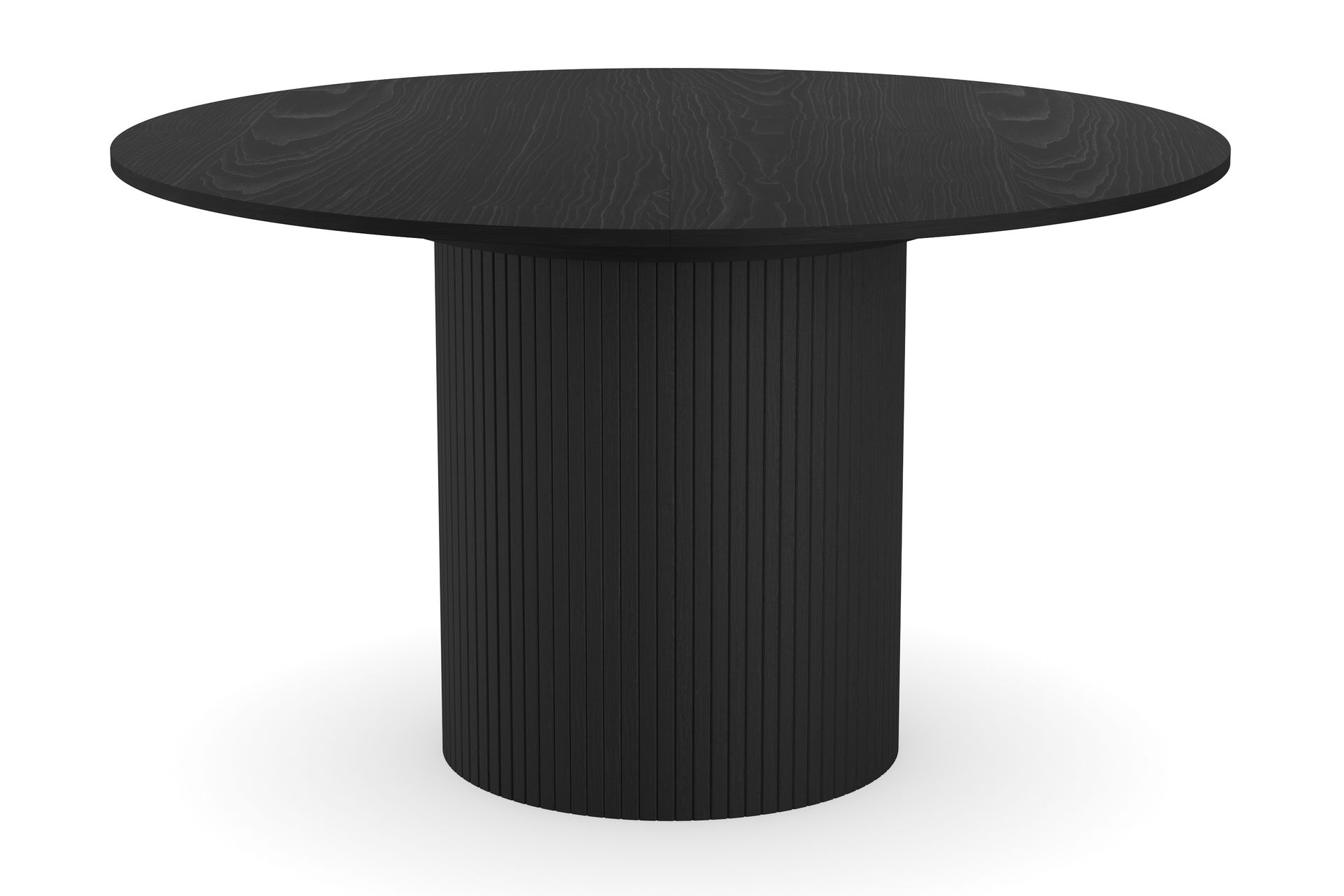 Kopparbo Rundt Spisebord 130 cm Udvideligt med tillægsplade - Sort Træ / Riflet - Møbler - Borde - Spisebord og køkkenbord