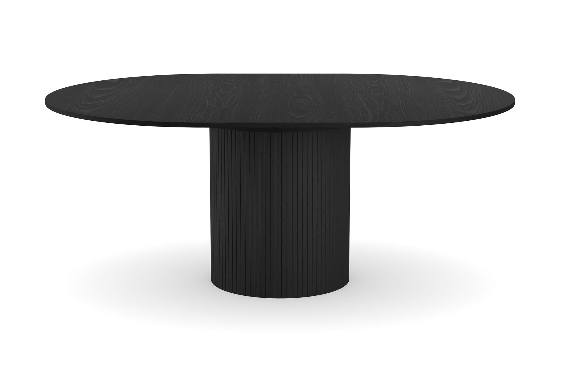 Kopparbo Rundt Spisebord 130 cm Udvideligt med tillægsplade - Sort Træ / Riflet - Møbler - Borde - Spisebord og køkkenbord
