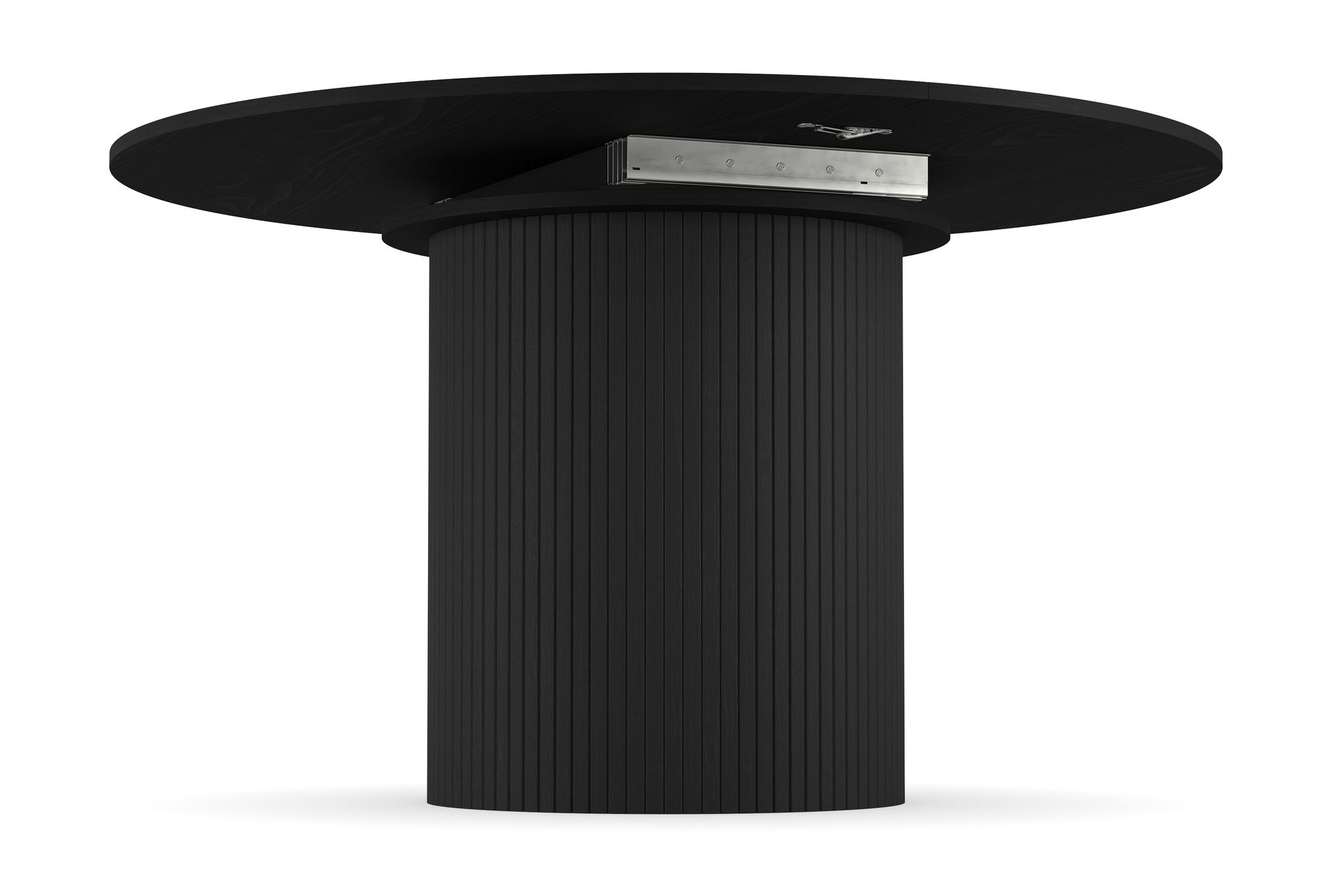 Kopparbo Rundt Spisebord 130 cm Udvideligt med tillægsplade - Sort Træ / Riflet - Møbler - Borde - Spisebord og køkkenbord