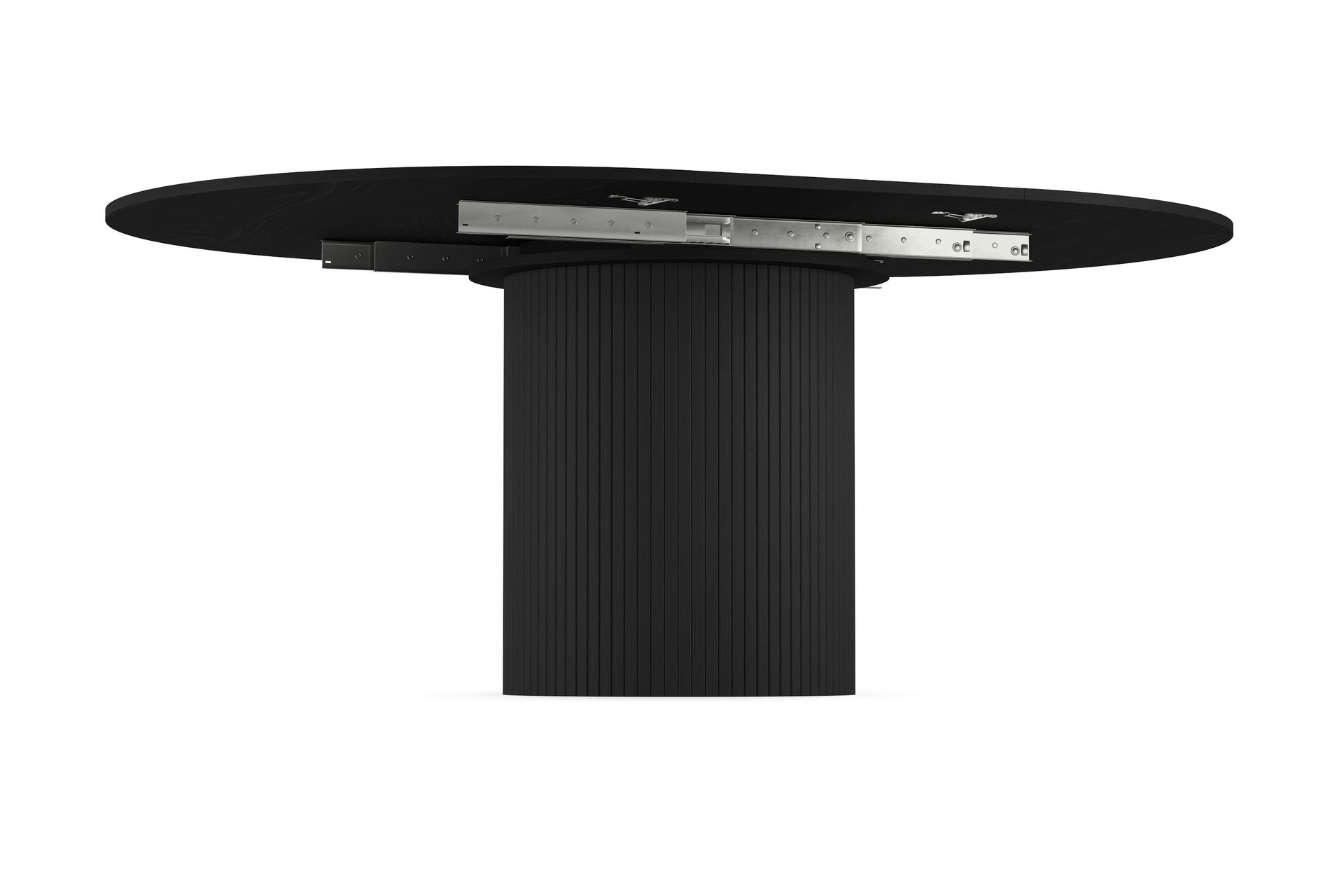 Kopparbo Rundt Spisebord 130 cm Udvideligt med tillægsplade - Sort Træ / Riflet - Møbler - Borde - Spisebord og køkkenbord