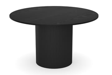 Kopparbo Rundt Spisebord 130 cm Udvideligt med tillægsplade - Sort Træ / Riflet - Møbler - Borde - Spisebord og køkkenbord