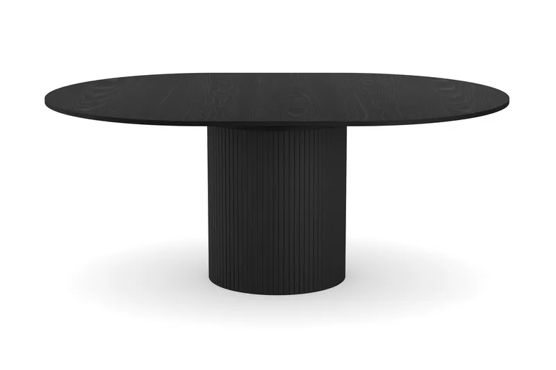 Kopparbo Rundt Spisebord 130 cm Udvideligt med tillægsplade - Sort Træ / Riflet - Møbler - Borde - Spisebord og køkkenbord