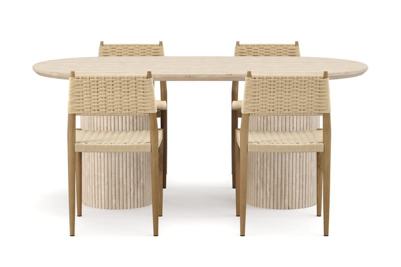 Kopparbo Spisebord Travertin-look med 4 stk Jamna Matstkolar - Beige - Møbler - Borde - Spisebordssæt