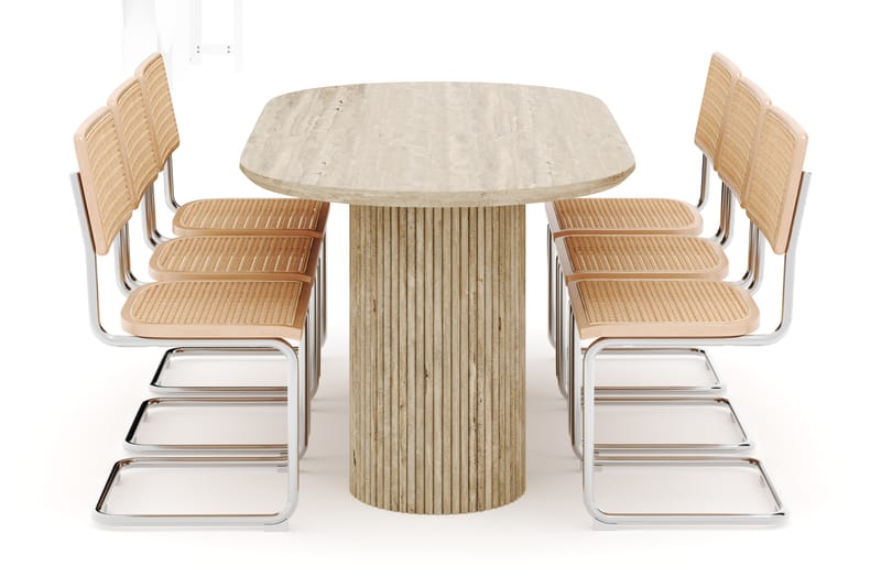Kopparbo Spisebord Travertin-look med 6 stk Build Matstkolar - Beige - Møbler - Borde - Spisebordssæt