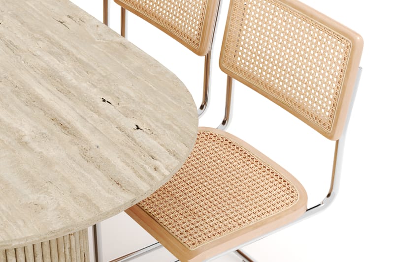 Kopparbo Spisebord Travertin-look med 6 stk Build Matstkolar - Beige - Møbler - Borde - Spisebordssæt