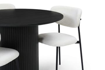 Kopparbo spisebordssæt, rundt 110 cm, sort med 4 Lucy-spisebordsstole - Sort - Møbler - Borde - Spisebordssæt