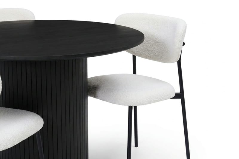 Kopparbo spisebordssæt, rundt 110 cm, sort med 4 Lucy-spisebordsstole - Sort - Møbler - Borde - Spisebordssæt