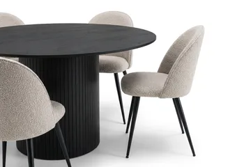 Kopparbo Spisebordssæt 150 cm rundt med 6 Nibe Plus spisebordsstole - Sortlaseret eg - Møbler - Borde - Spisebordssæt