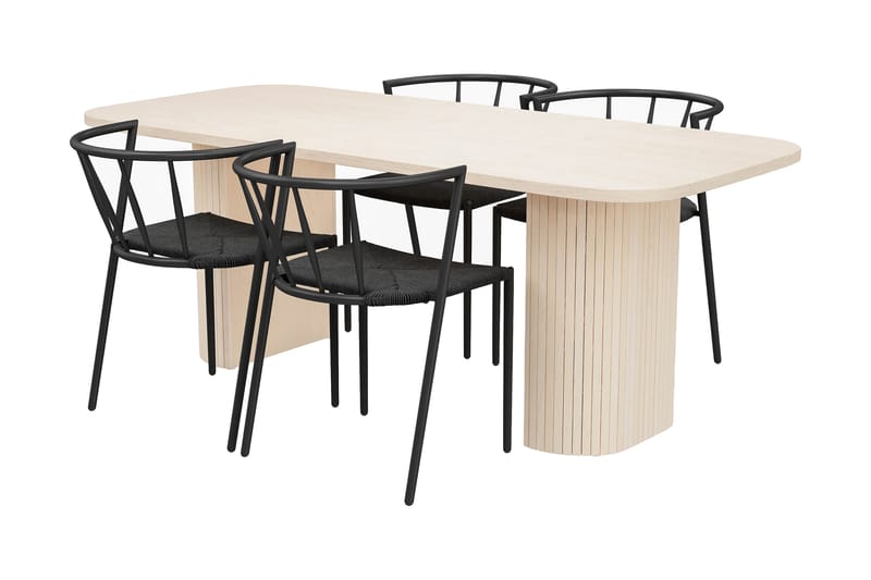 Kopparbo Spisebordssæt 200 cm inkl 4 Winston Stole - Hvid - Spisebordssæt