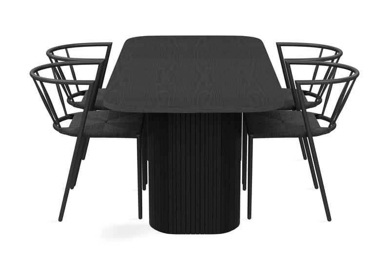 Kopparbo Spisebordssæt 200 cm inkl 4 Winston Stole - Sort - Spisebordssæt