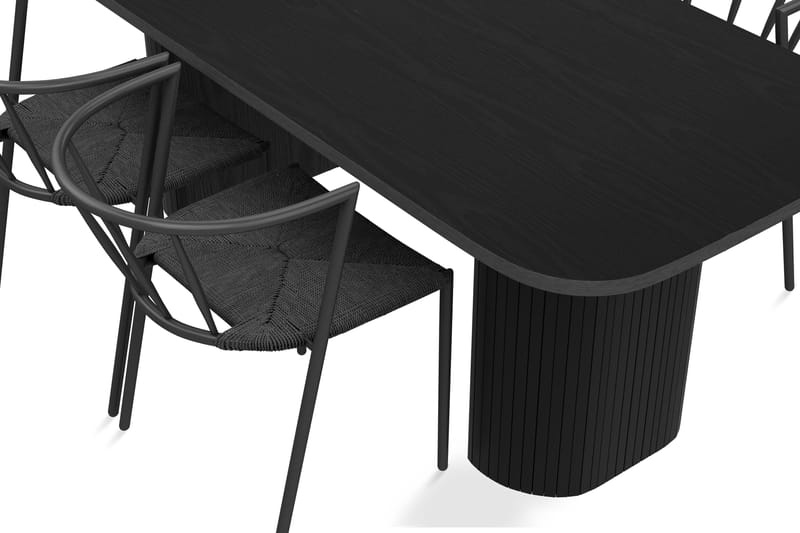 Kopparbo Spisebordssæt 200 cm inkl 4 Winston Stole - Sort - Spisebordssæt