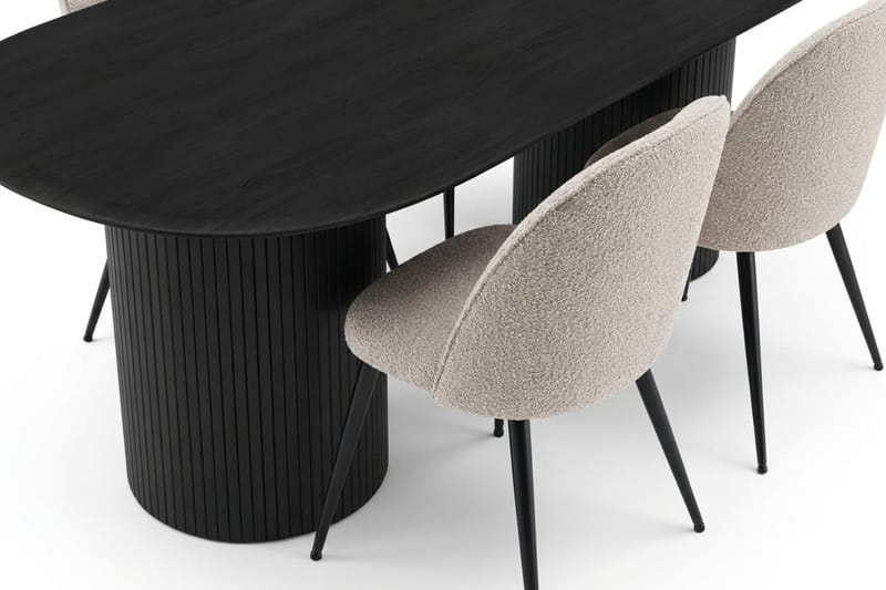 Kopparbo Spisebordssæt 220 cm ovalt med 6 Nibe Plus Spisestole - Sortlaseret eg - Møbler - Borde - Spisebordssæt